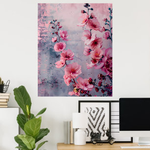 Blooming Pink Flowers  Poster