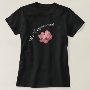 Blooming Pink Lotus Water Lily on Black Inspired T-Shirt