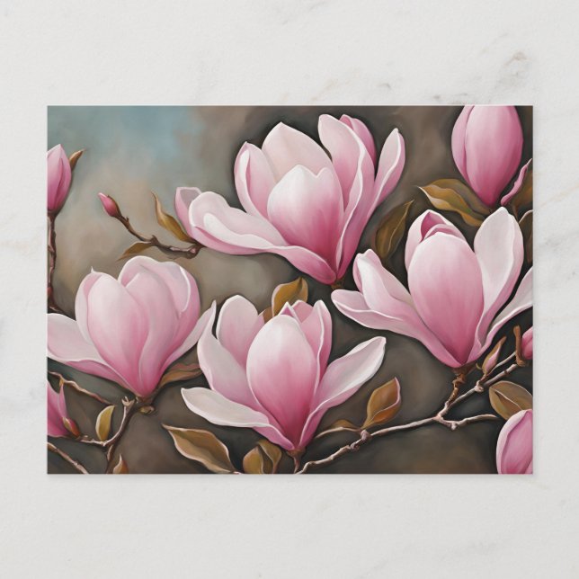 Blooming Pink Magnolia Flowers  Postcard (Front)