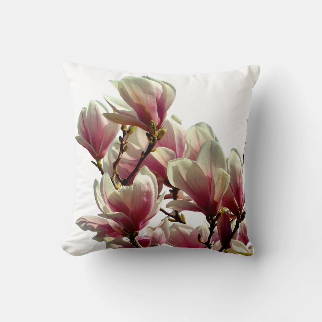 Blooming Pink Magnolia - Spring Flower Cushion (Front)