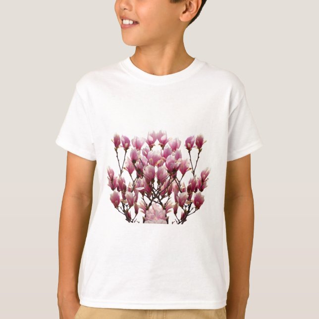 Blooming Pink Magnolias Spring Flower T-Shirt (Front)