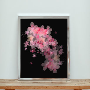 Blooming Pink on Bold Black Photo Print