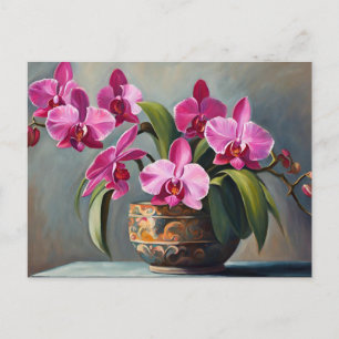Blooming Pink Orchid Flower Plant  Postcard