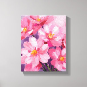 Blooming Pink Petals   Flower Painting Watercolor Canvas Print