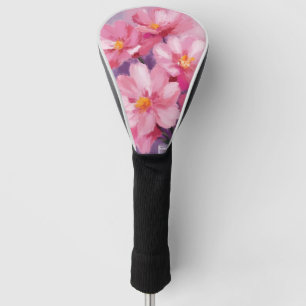 Blooming Pink Petals Flower Painting Watercolor Golf Head Cover