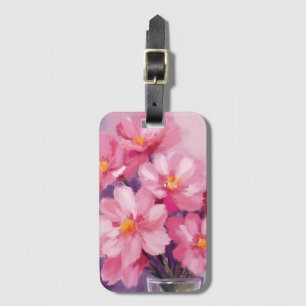 Blooming Pink Petals Flower Painting Watercolor Luggage Tag