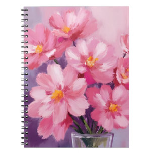 Blooming Pink Petals Flower Painting Watercolor Notebook