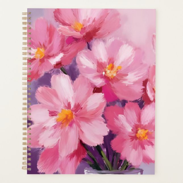Blooming Pink Petals | Flower Painting Watercolor Planner (Front)