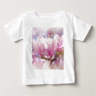 Blooming Pink Purple Magnolia - Spring Flower Baby T-Shirt