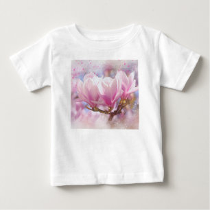 Blooming Pink Purple Magnolia - Spring Flower Baby T-Shirt