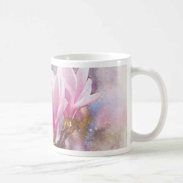 Blooming Pink Purple Magnolia - Spring Flower Coffee Mug (Right)