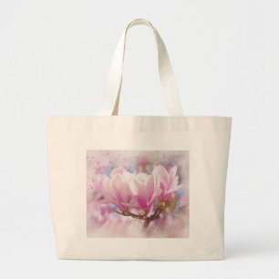 Blooming Pink Purple Magnolia - Spring Flower Large Tote Bag