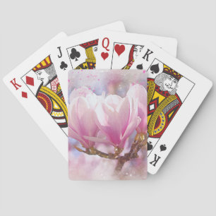 Blooming Pink Purple Magnolia - Spring Flower Playing Cards