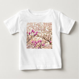 Blooming Pink Purple Magnolias Spring Flower Baby T-Shirt