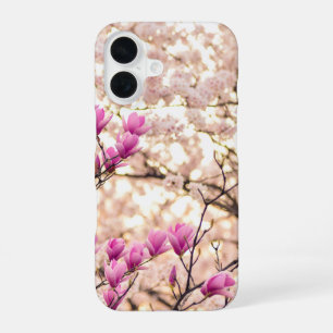 Blooming Pink Purple Magnolias Spring Flower iPhone 16 Case