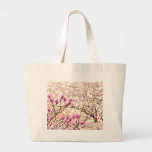 Blooming Pink Purple Magnolias Spring Flower Large Tote Bag