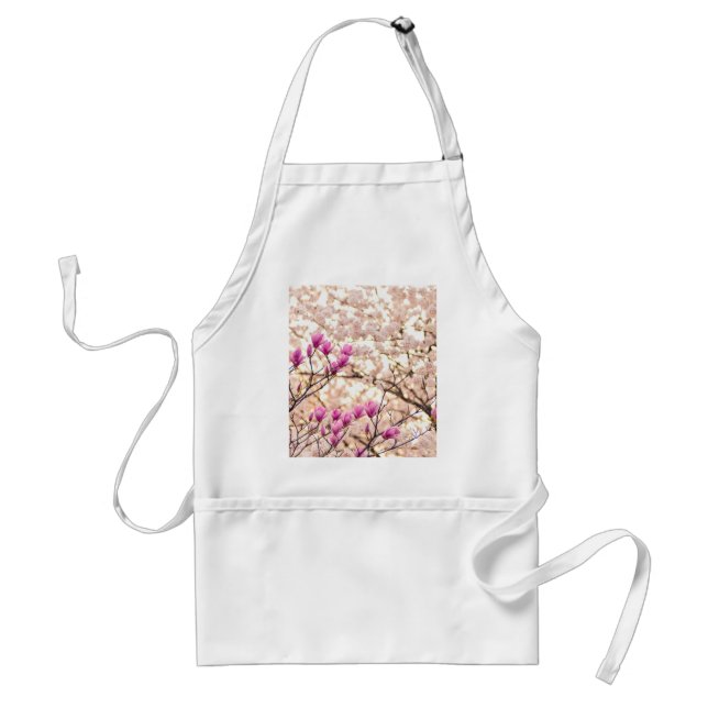 Blooming Pink Purple Magnolias Spring Flower Standard Apron (Front)