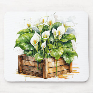 Blooming Planted Calla Lily Flowers Mouse Mat