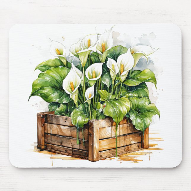 Blooming Planted Calla Lily Flowers Mouse Mat (Front)