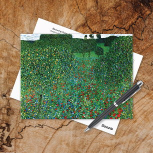 Blooming Poppy Field Gustav Klimt Postcard