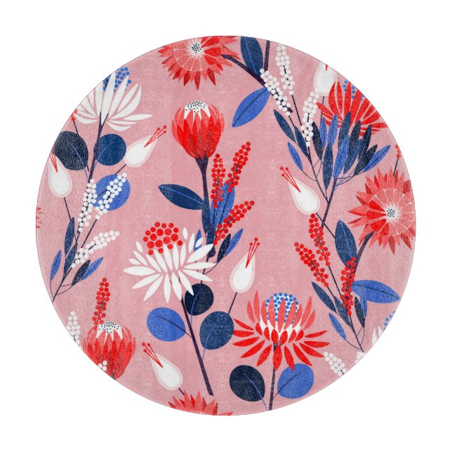 Blooming Protea: Botanical Garden Pattern Cutting Board (Front)