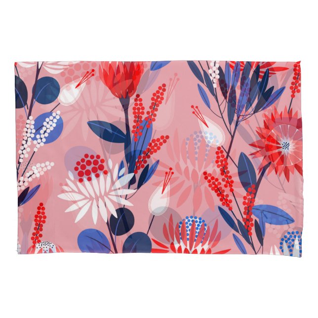 Blooming Protea: Botanical Garden Pattern Pillowcase (Front)