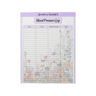 Blooming Purple Garden Blood Pressure Log Notepad