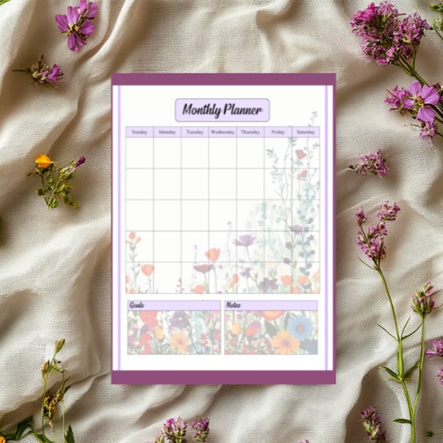 Blooming Purple Garden _ Monthly Planner Notepad (Creator Uploaded)