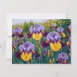 Blooming Purple Yellow Iris Flowers  Postcard