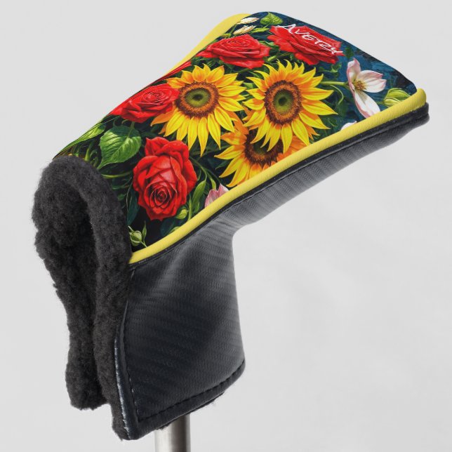 Blooming Putter - w/ initials or Name Golf Putter Head Cover (3/4 Front)