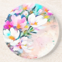 Blooming Radiance Floral Sandstone Coaster