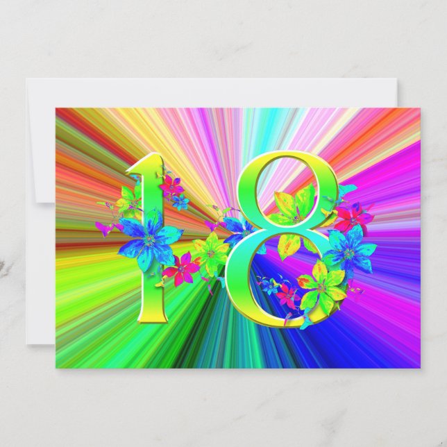 Blooming Rainbow Flowers for 18th Birthday (Front)