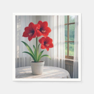 Blooming Red Amaryllis  Napkin