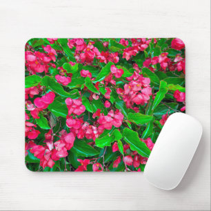 Blooming Red Begonia Flowers Mouse Mat