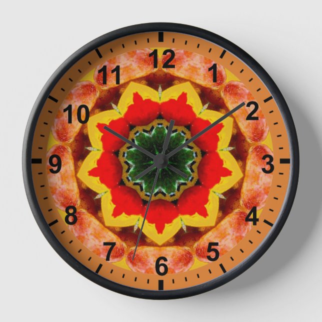 ~ Blooming Red Flower Fractal ~ Clock (Front)