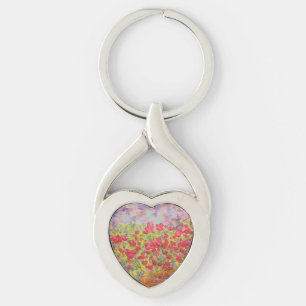 blooming red roses key ring