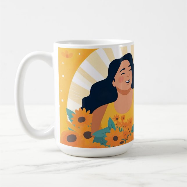 Blooming Resilience and Joy, Woman & Rescue Dog Coffee Mug (Left)