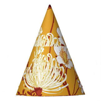 Blooming Retro: Unfinished Floral Line Art Party Hat