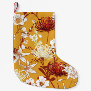 Blooming Retro: Unfinished Floral Line Art Small Christmas Stocking
