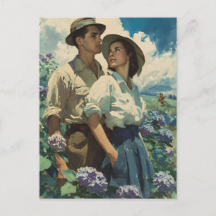 Blooming Romance in Hydrangea Fields Postcard