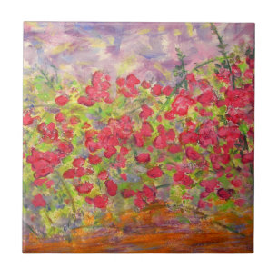 blooming roses art tile