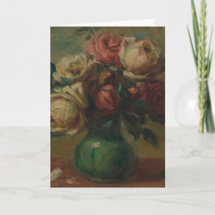 Blooming Roses in a Vase by Pierre Renoir Classic Holiday Card