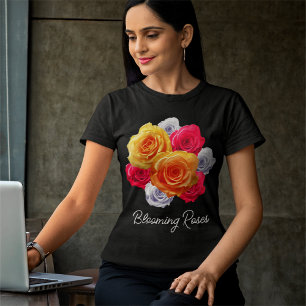 Blooming Roses Motif T-Shirt
