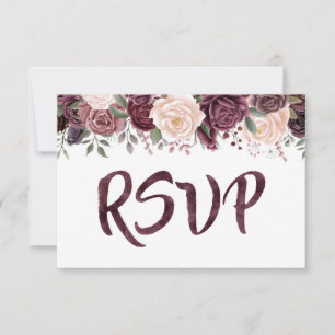 Blooming Roses on White RSVP Card
