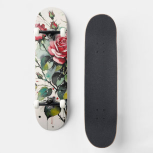 Blooming Roses Watercolor Skateboard