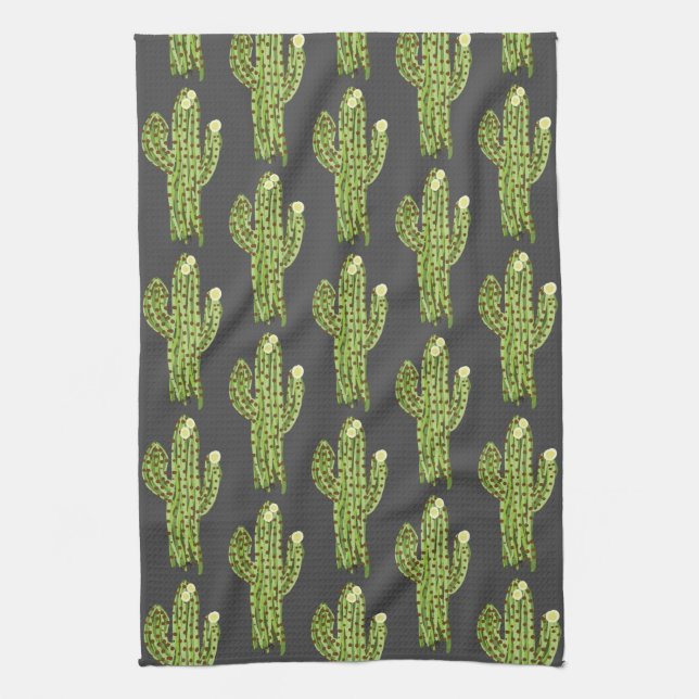 Blooming Saguaro Cactus Kitchen Towel (Vertical)
