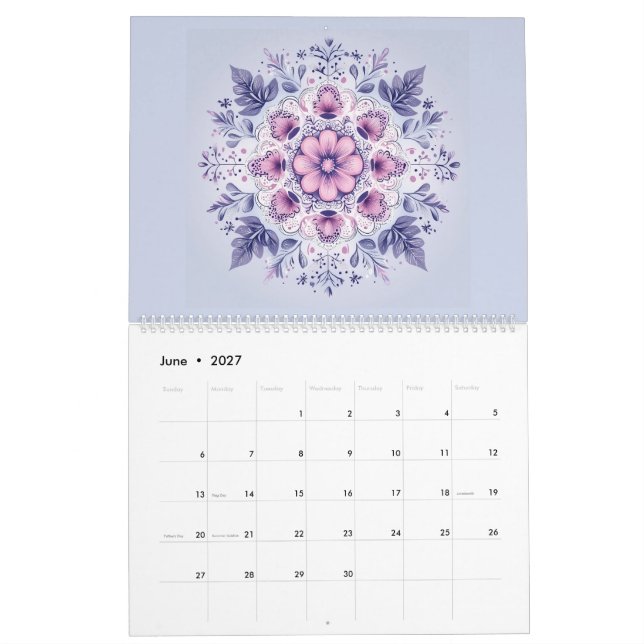 Blooming Serenity Mandala Calendar (Jun 2027)
