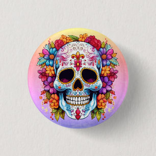 Blooming Skull 3 Cm Round Badge