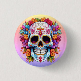 Blooming Skull 3 Cm Round Badge