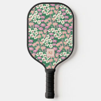 Blooming Spring Floral Monogrammed Pickleball Paddle